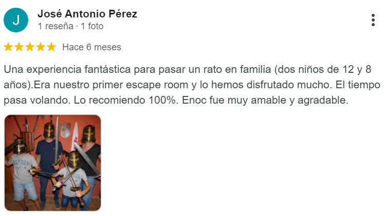 reseña de 5 estrellas de jugador del escape room